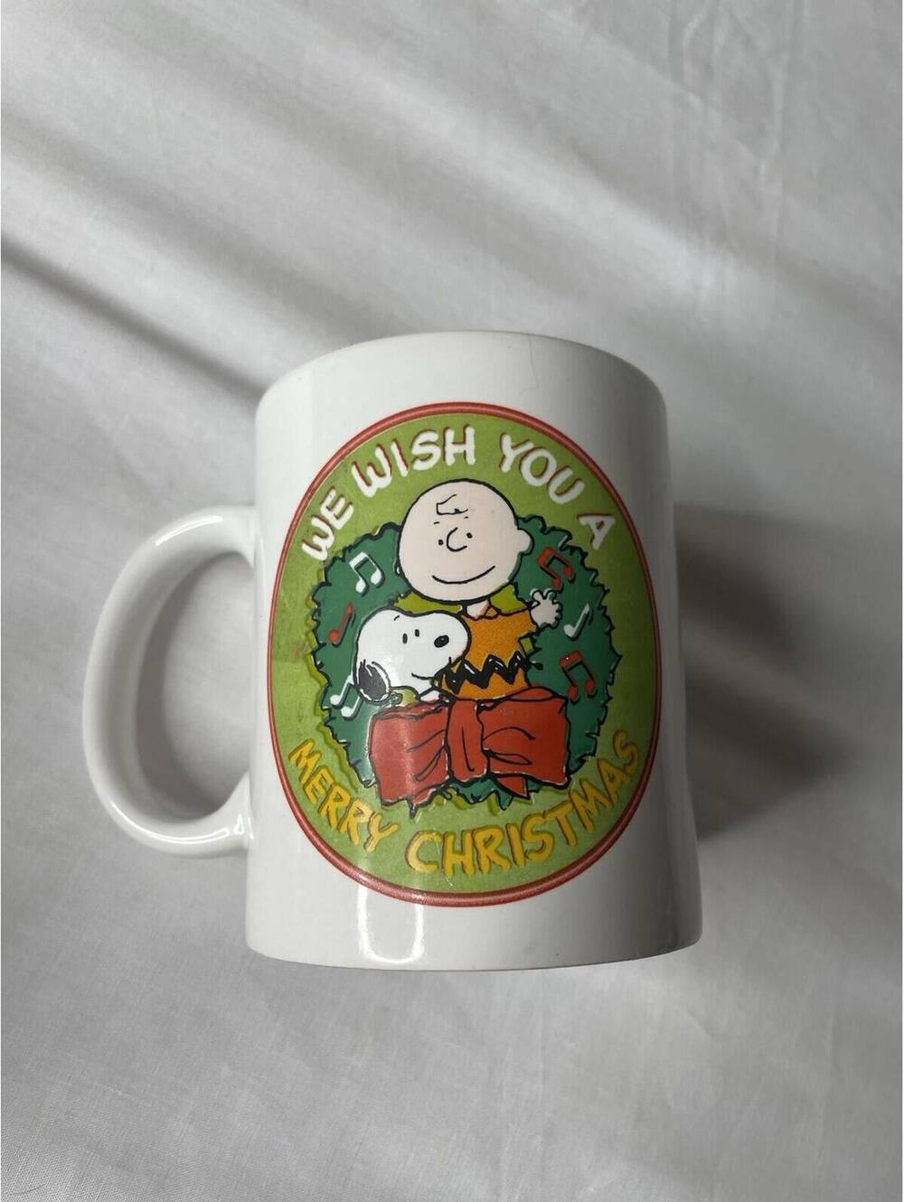 Peanuts Snoopy Christmas Coffee Mug Green White 18oz